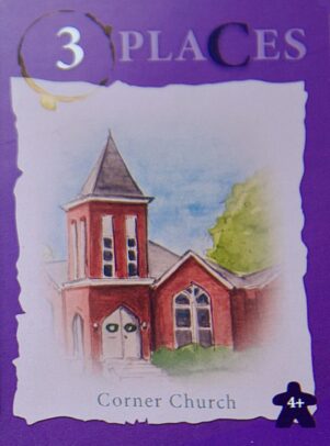 PLACES Card - Corner Church A purple “PLACES” game card labeled