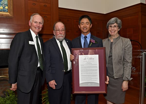 Chuang Wang with Chancellor Dubois, Dean Reynolds and Provost Lorden