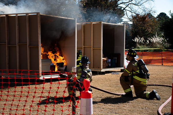 File photo of a mock dorm fire demonstration