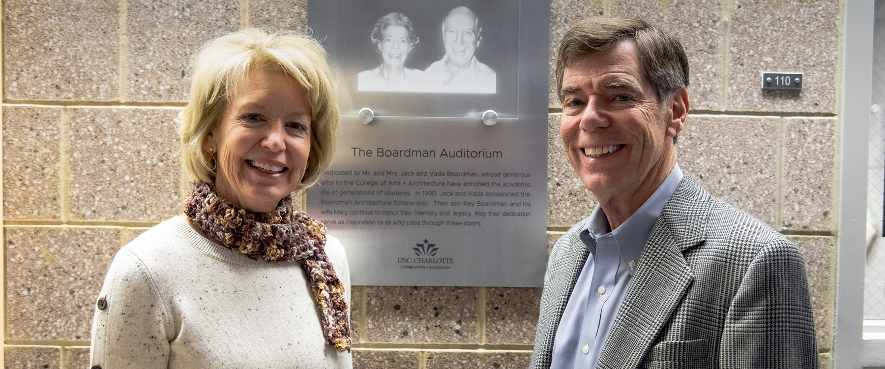 The School of Architecture (SoA) recently renamed the newly renovated Storrs Lecture Hall, the Jack and Vada Boardman Auditorium, in recognition of the Boardman family’s generous funding of student scholarships.