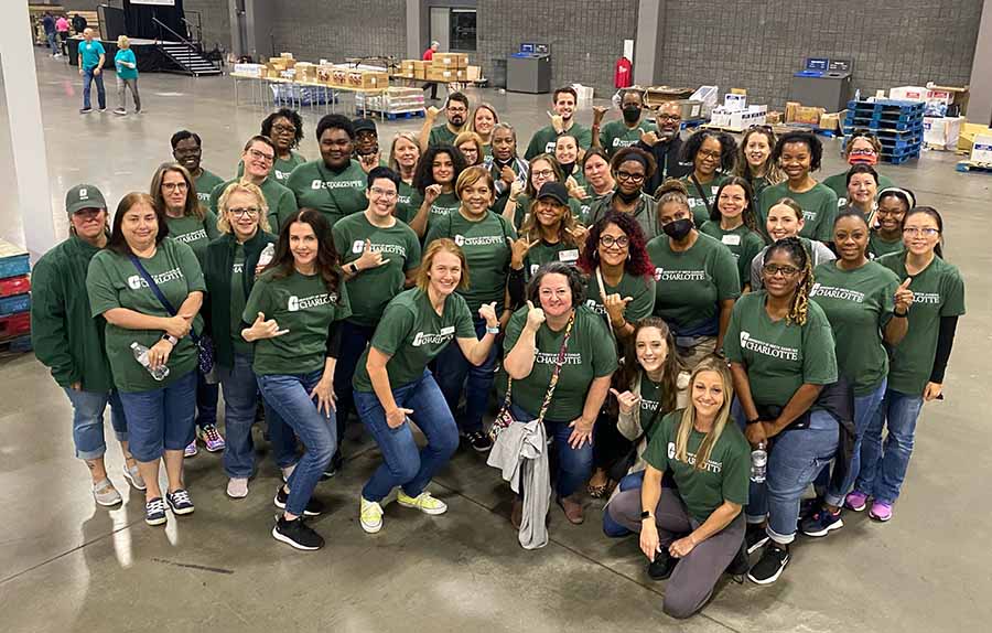 Faculty and staff volunteer at Second Harvest Food Bank Sort-A-Rama  