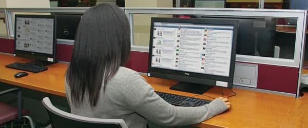 A student explores online news using a social media aggregator