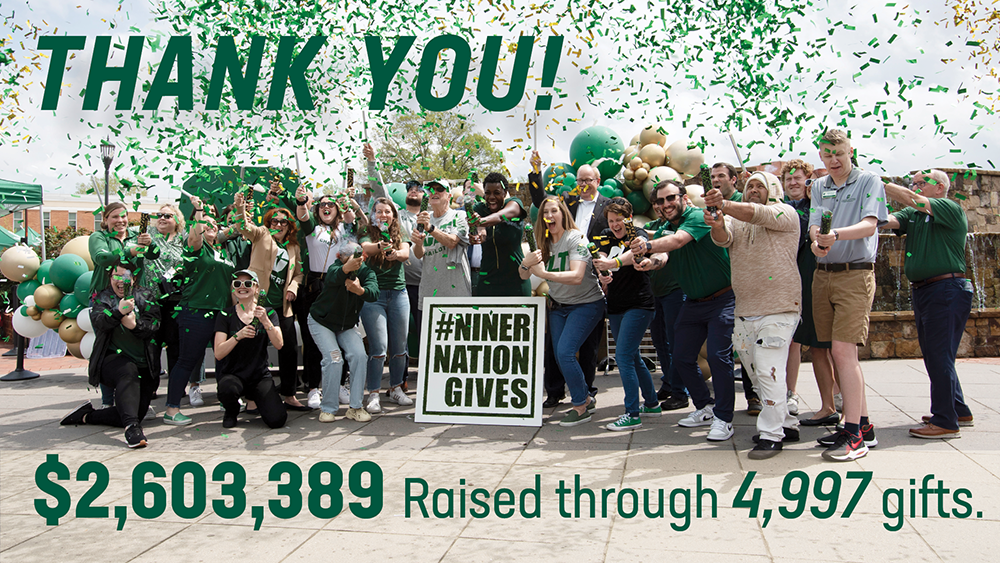 We did it, Niner Nation! Together, we raised $2,603,389 from 4,997 gifts to support current and future 49ers during this year’s #NinerNationGives. 