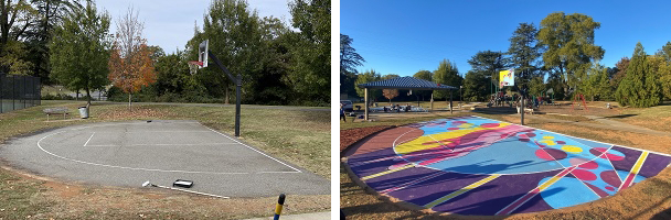 Alexander Street Park before (left) and after the project.