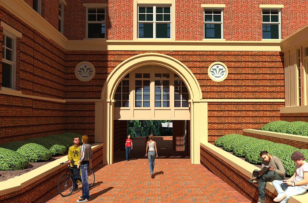 Moore Hall entrance rendering