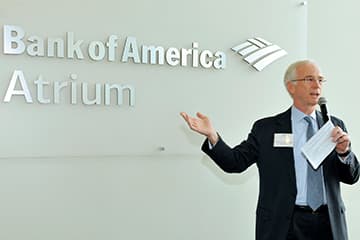 Charles Bowman presenting Bank of America Atrium