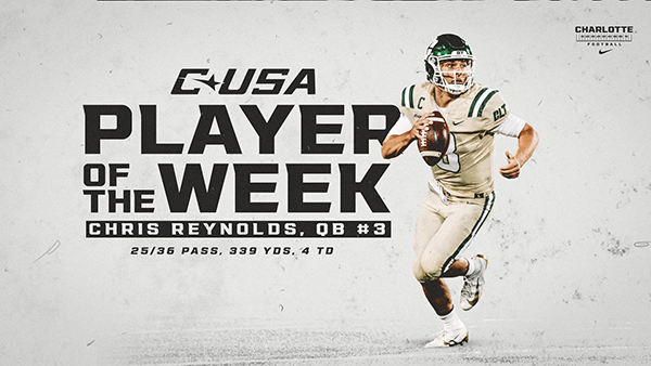 Charlotte 49ers QB Reynolds earns second C-USA Offensive Player of the Week Honor