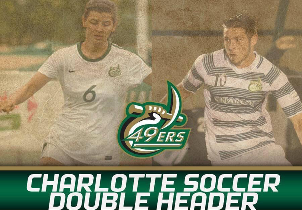 Charlotte 49ers program featuring Brandt and Rebecca on the cover