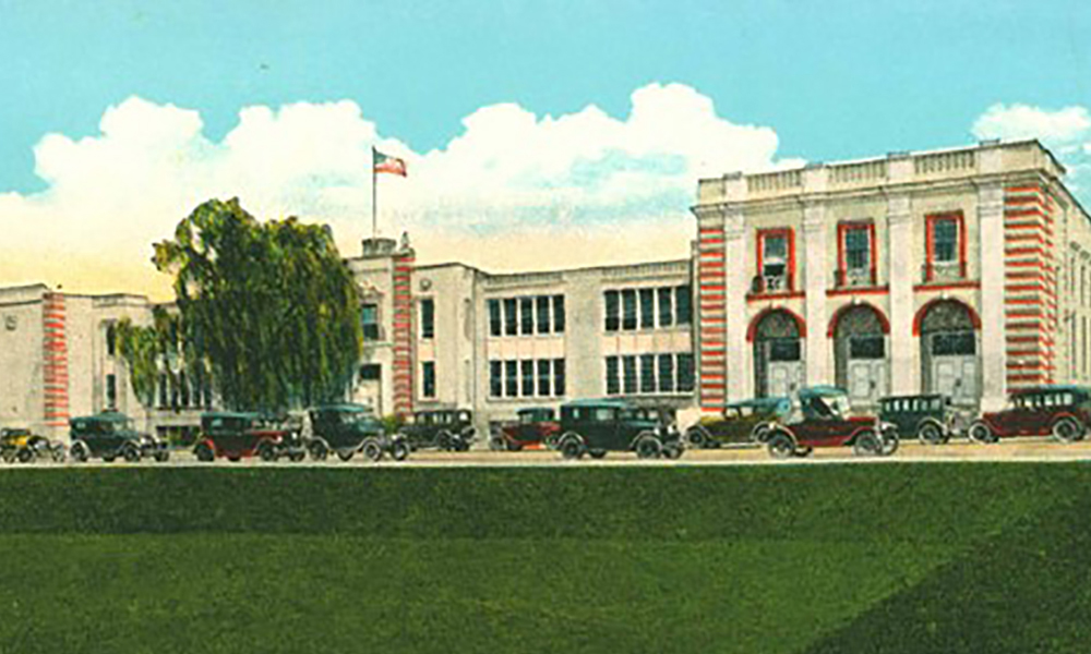 Historical photo of the old Central High School building