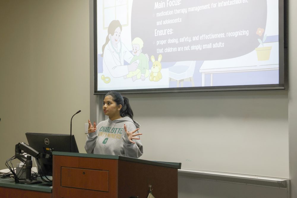 Pre-Pharmacy Club Member Presenting 