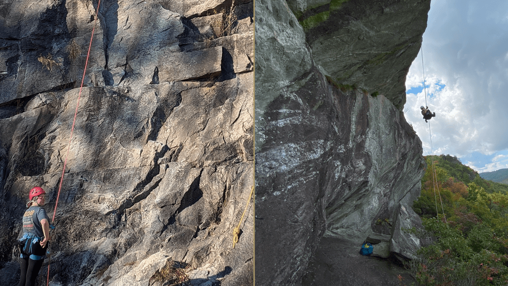Photos of Karabeth Savage rock climbing 