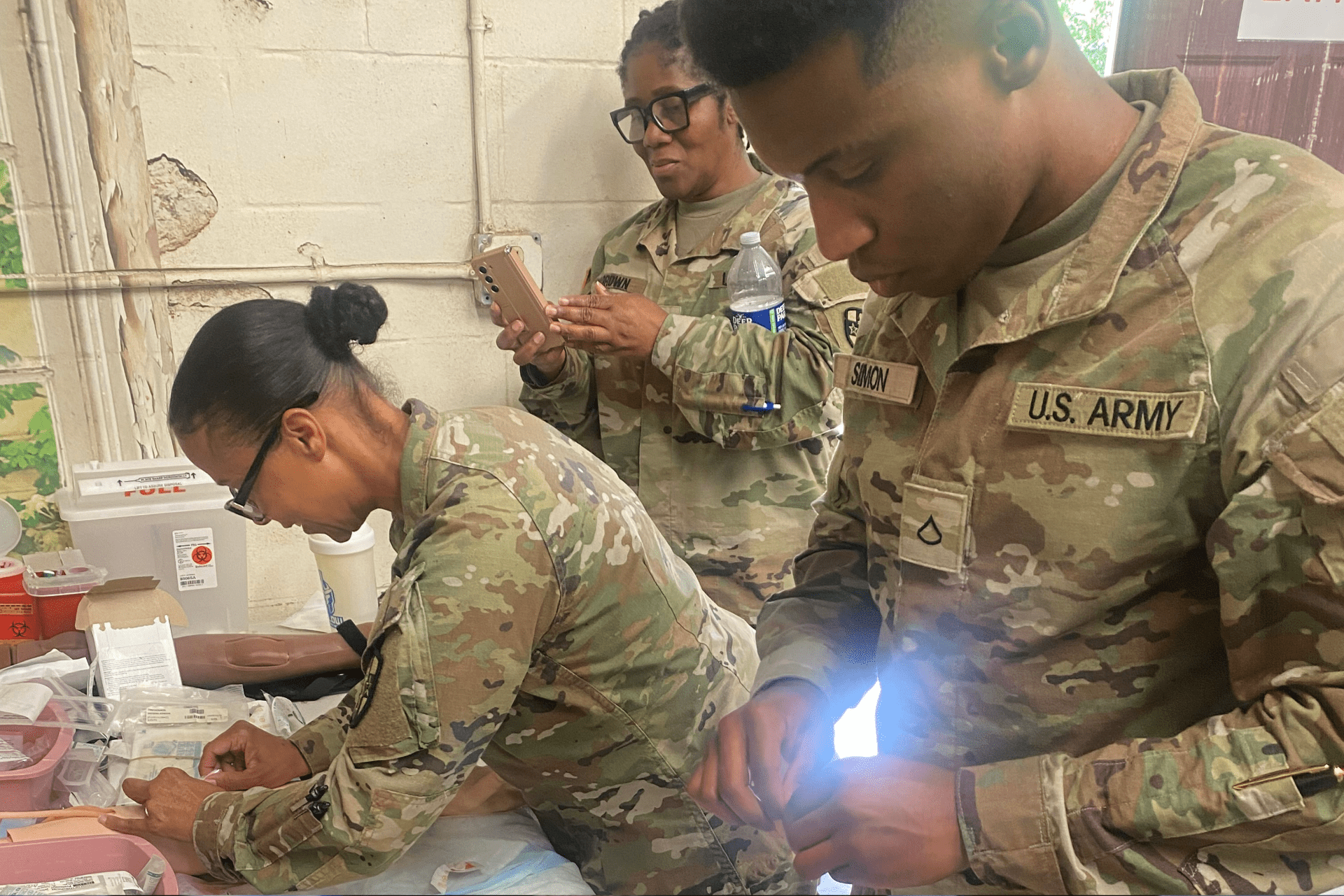 Jalen Simon during Army medical training