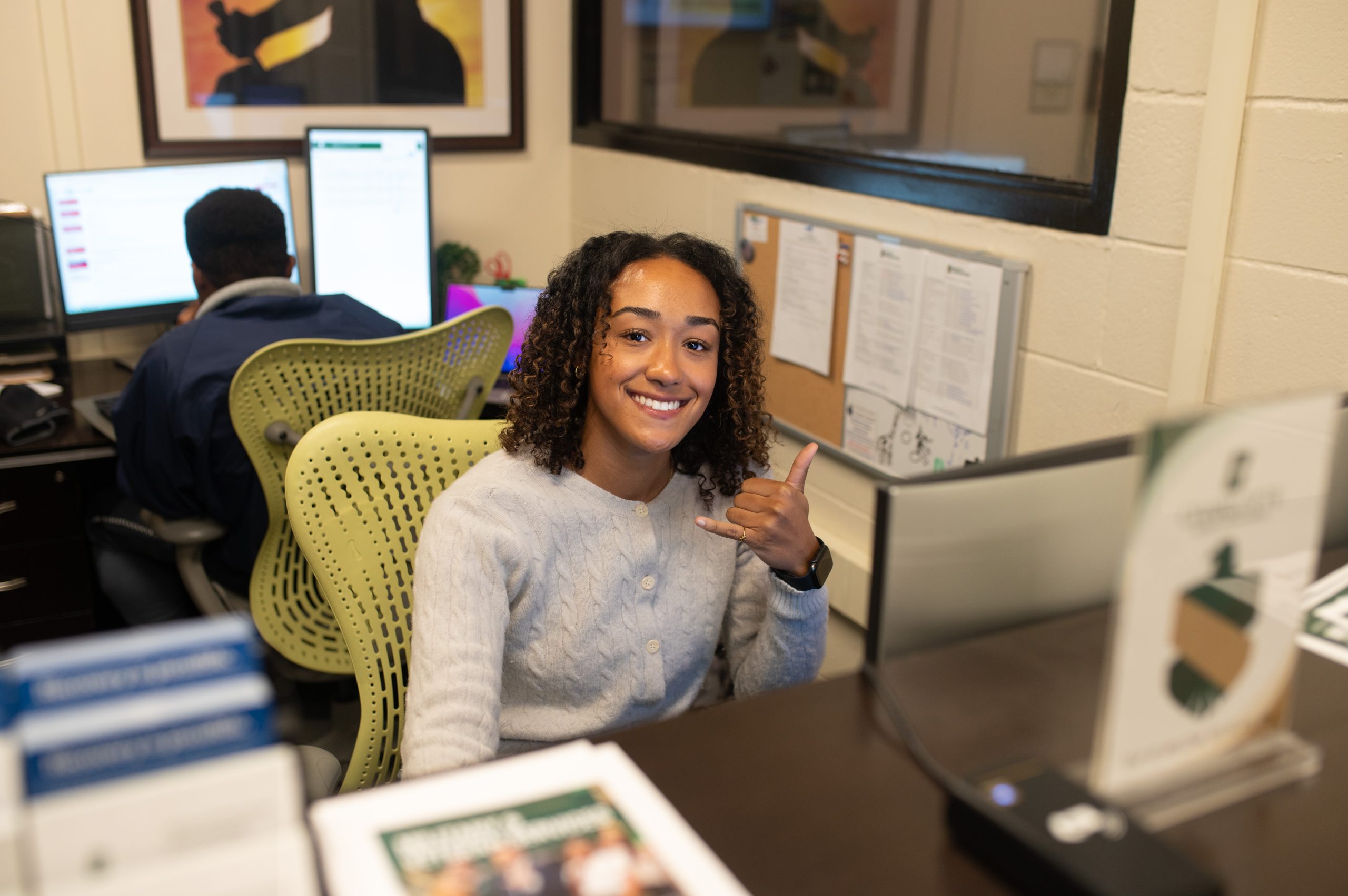 McKenna Samuel at MVS Office front desk