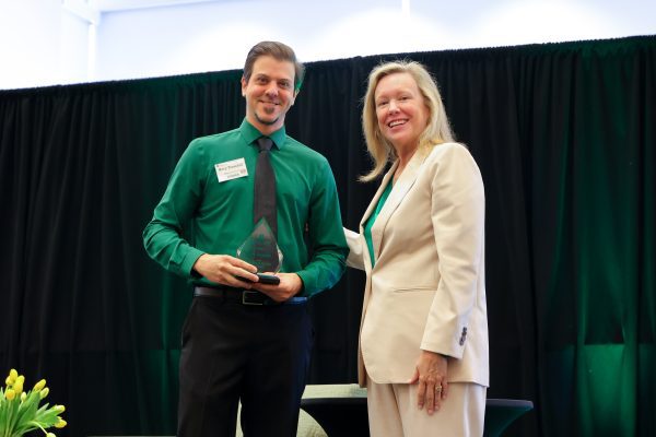 Kory Trosclair and Chnacellor Sharon Gaber