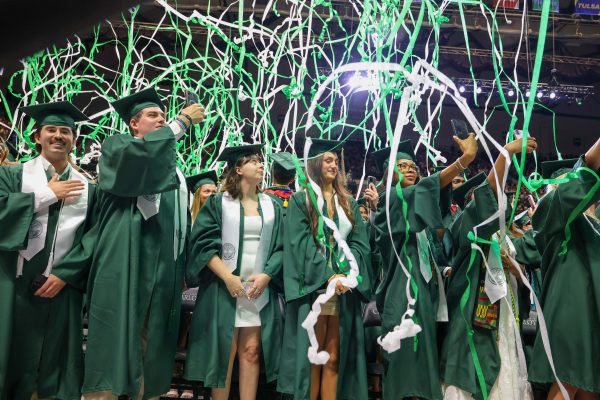 Confetti rains down on graduates