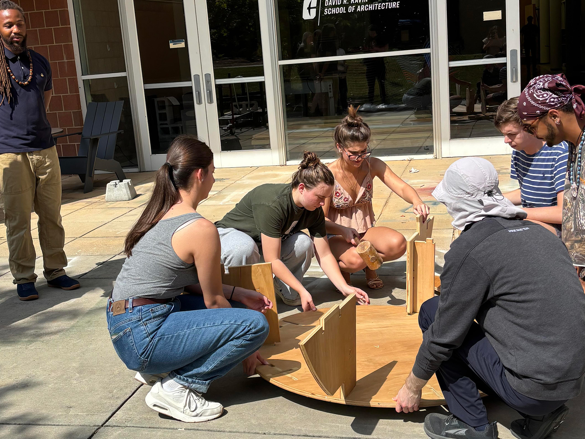 Prototype 2 Spence and some students assembled the EcoDome prototype outside the Storrs building on campus