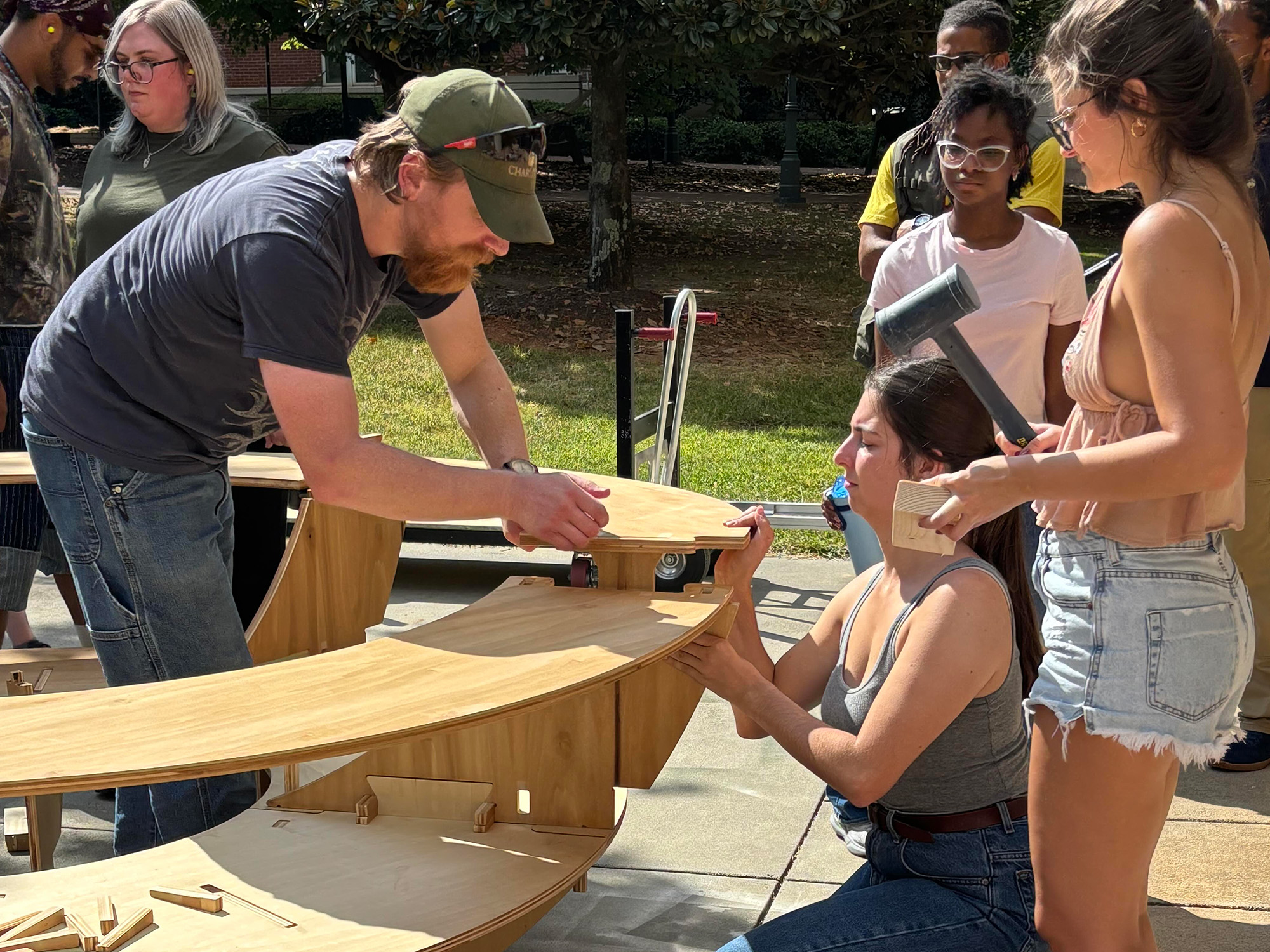 Prototype 3 Spence and some students assembled the EcoDome prototype outside the Storrs building on campus