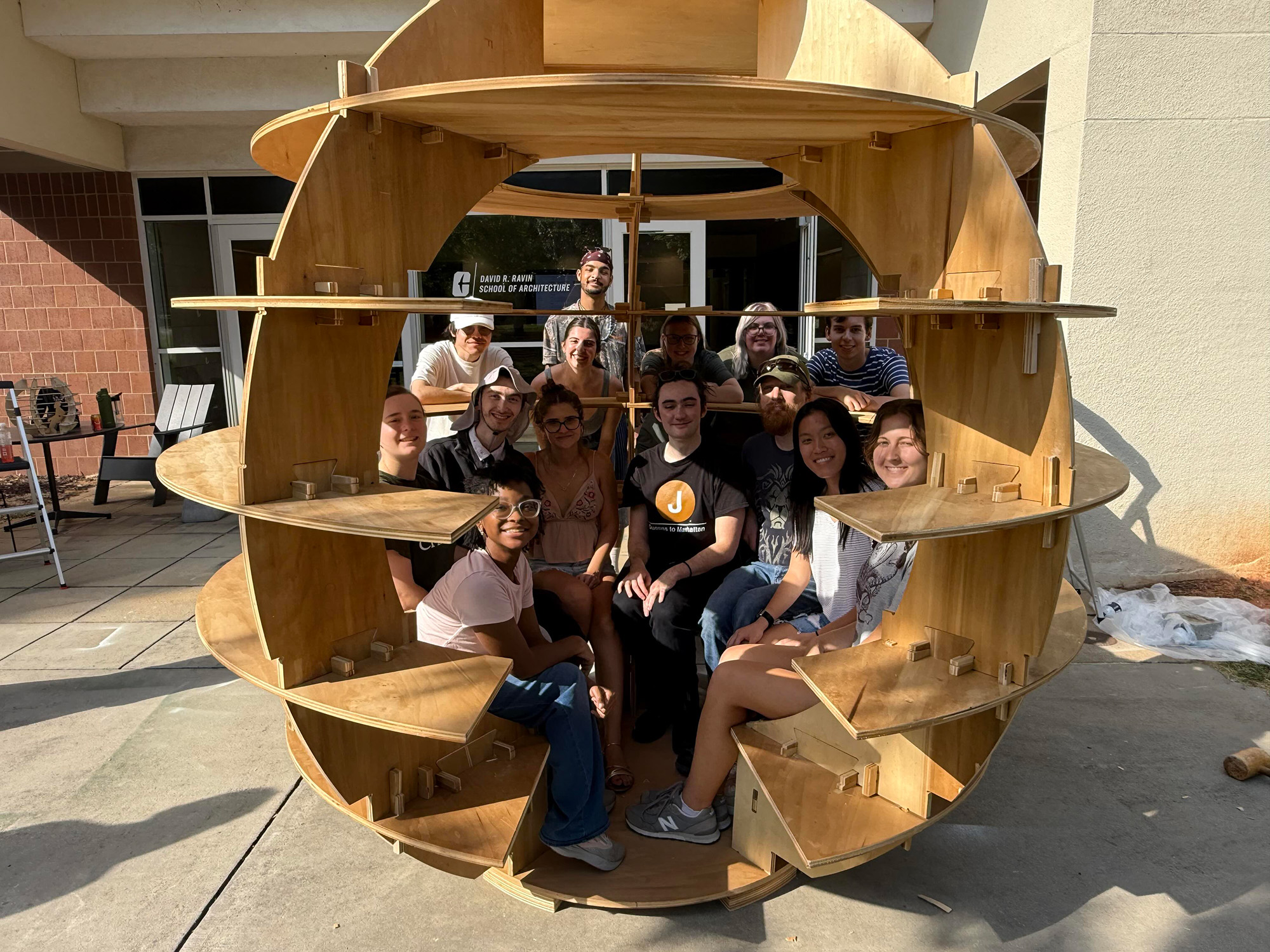 Prototype 4 Spence and some students assembled the EcoDome prototype outside the Storrs building on campus