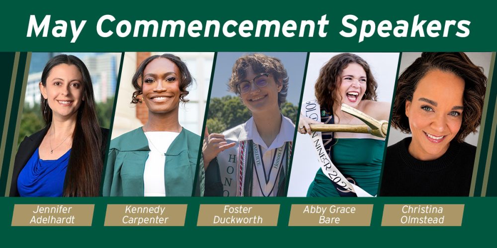 Commencement Speakers Jennifer Adelhardt, Kennedy Carpenter, Foster Duckworth, Abby Grace Bare and Christina Olmstead