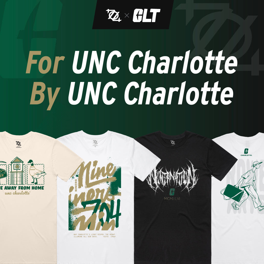 704 Shop 704 Shop Logo with shirts with text FOR UNC Charlotte BY UNC Charlotte