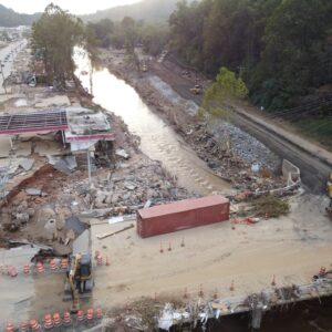 Road and infrastructure damage after Helene.