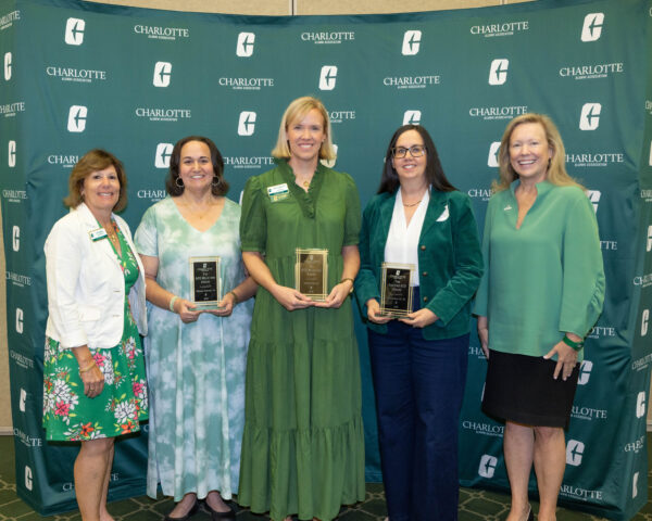 Jodi Kaplan and Chancellor Gaber with the three ACE Award recioients