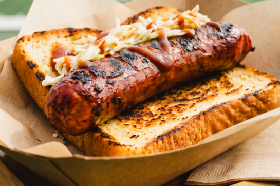 Smoke Sausage on Toast (Crop) City BBQ smoked sausage on toast