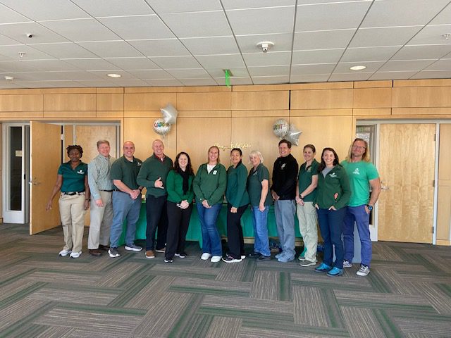 Niners in the Department of Applied Physiology, Health, and Clinical Sciences show off their 49er spirit