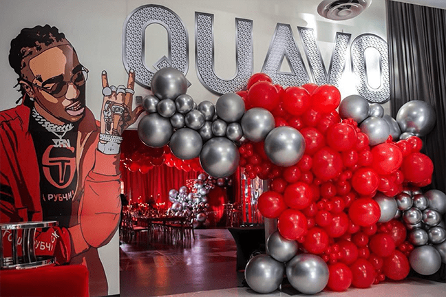 Balloon design at Quavo's birthday party