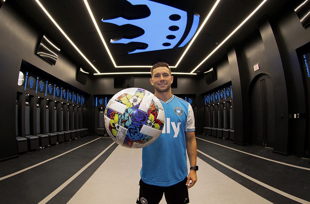 Bronico in the Charlotte FC locker room