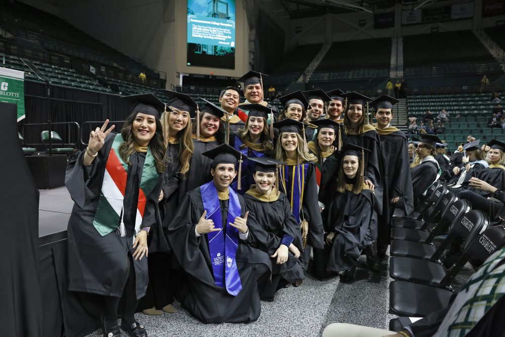 Graduate students at commencement