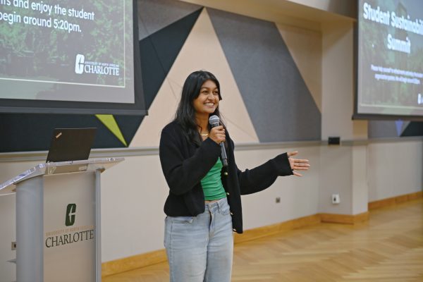 Sonia Birla '25 presenting at the Student Sustainability Summit