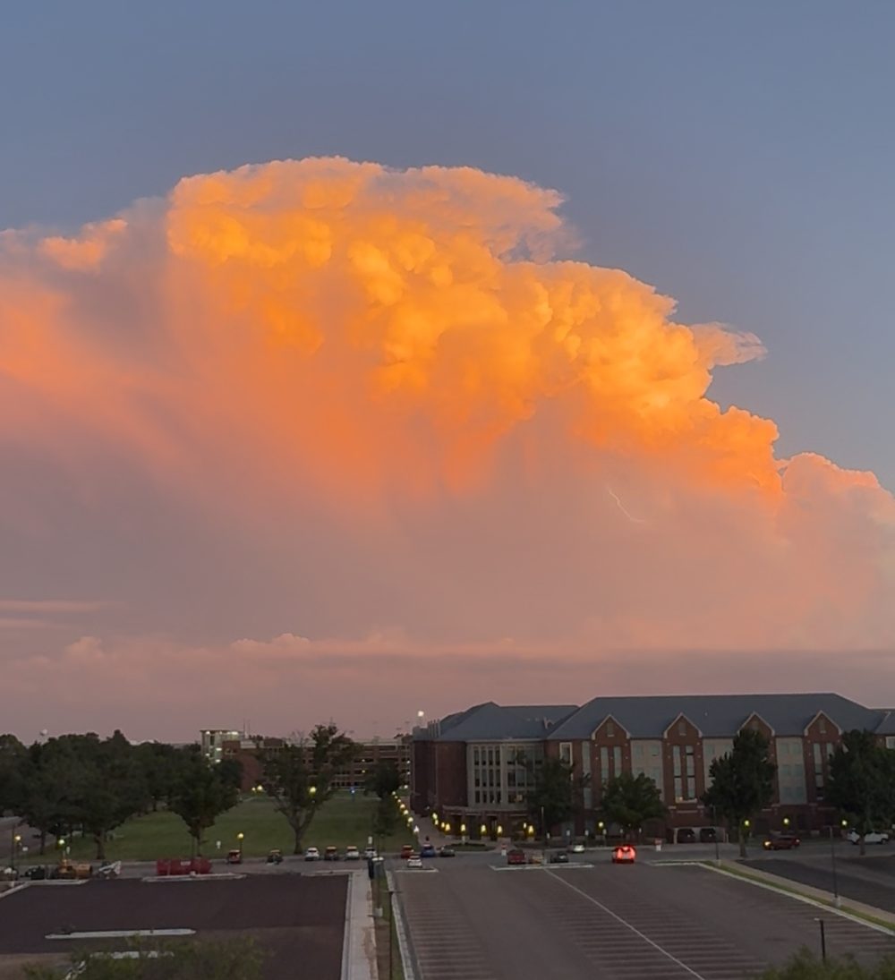 Orange sky over Norman, Oklahoma
