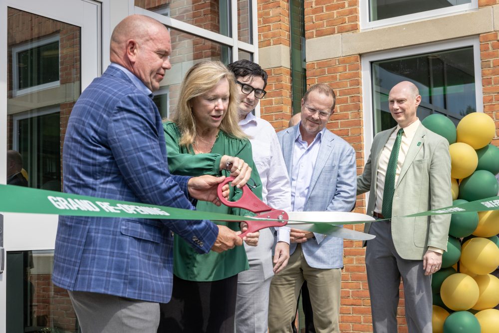 Chancellor Gaber cuts ribbon to mark grand reopening of Upper Prospector