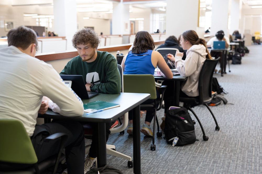 Students studying in Atkins Library