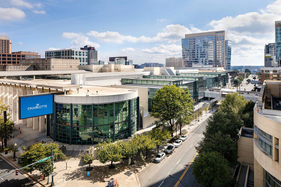 Aerial photo of the Charlotte Convention Center