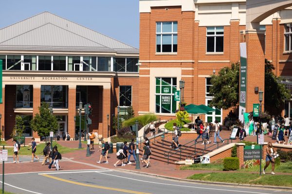 Students entering the Popp Martin Student Union on the first day of class