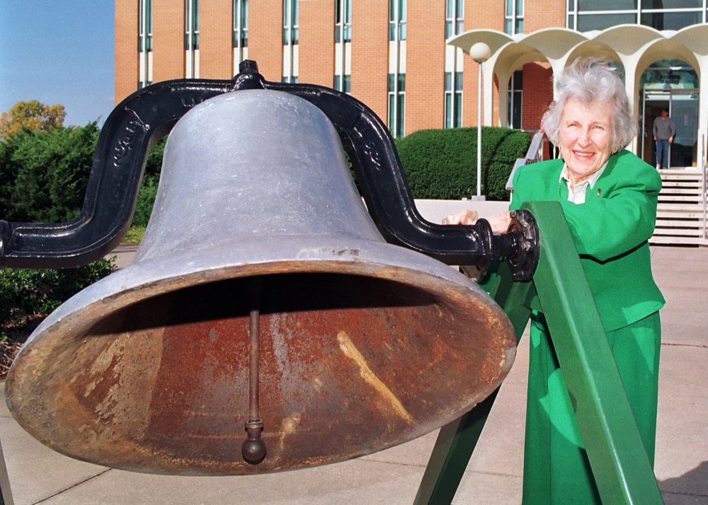 Bonnie Cone rings the bell in 1995.

