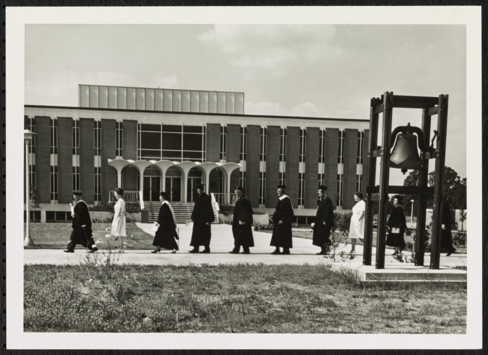 Processional for Charlotte College's first and only baccalaureate graduation, June 6, 1965.
