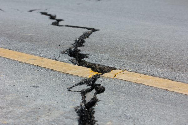 A crack on a pavement road