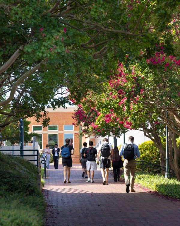 Students walking on campus