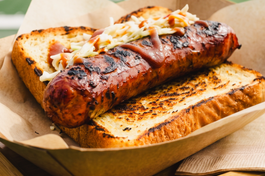 Smoke Sausage on Toast (Crop) City BBQ smoked sausage on toast